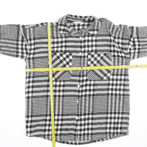 Tu Women Black Check Flannel Shacket Size 8 Button Front