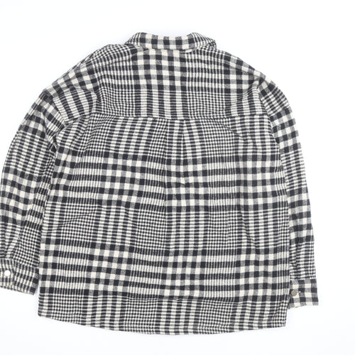 Tu Women Black Check Flannel Shacket Size 8 Button Front