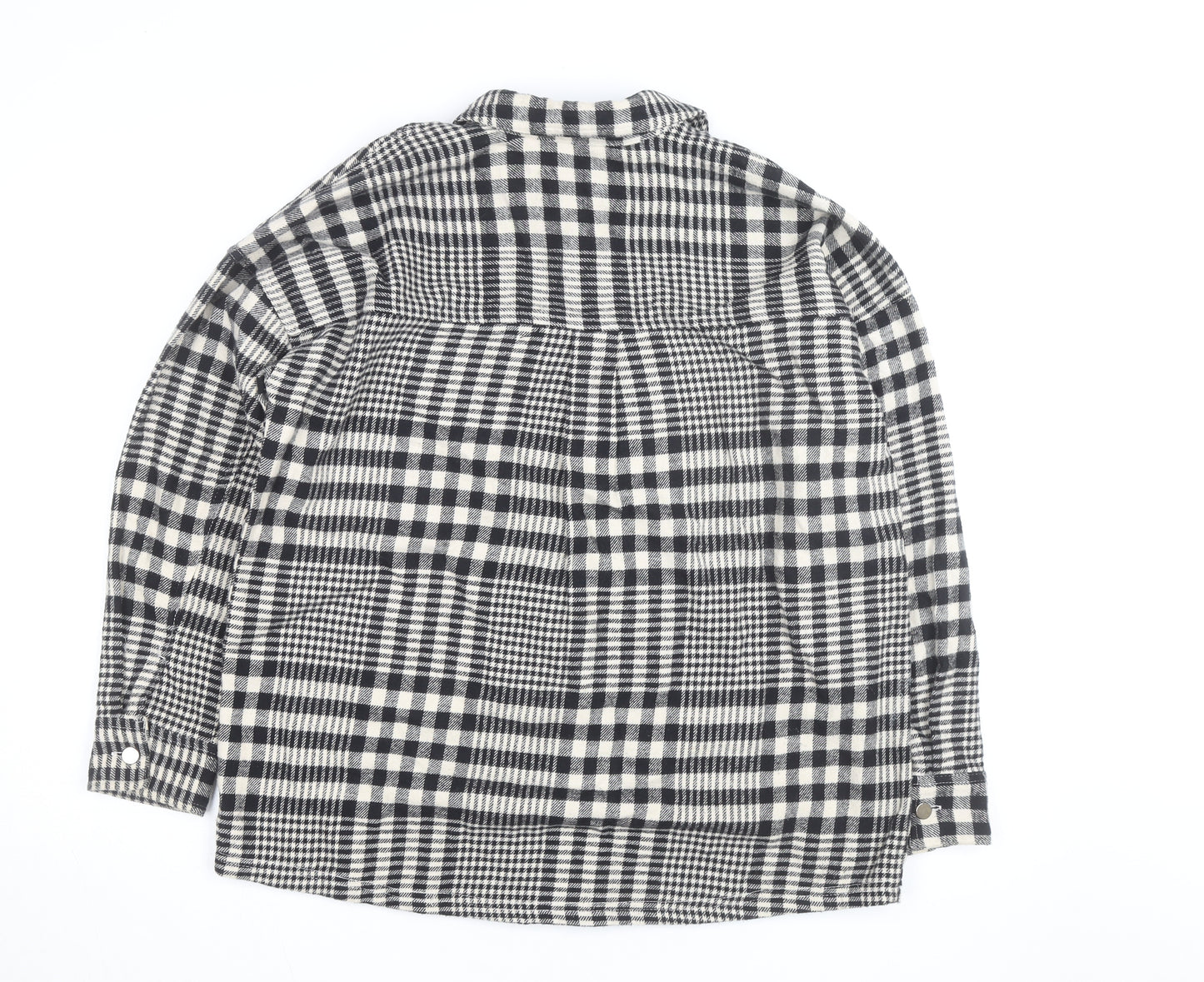 Tu Women Black Check Flannel Shacket Size 8 Button Front