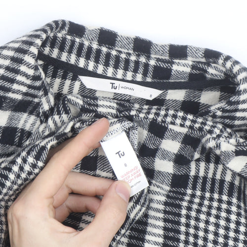Tu Women Black Check Flannel Shacket Size 8 Button Front