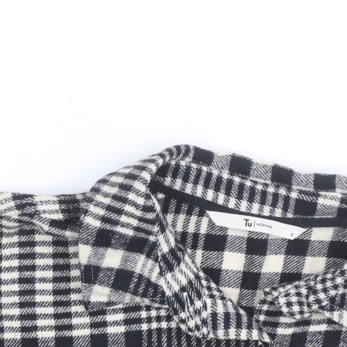 Tu Women Black Check Flannel Shacket Size 8 Button Front