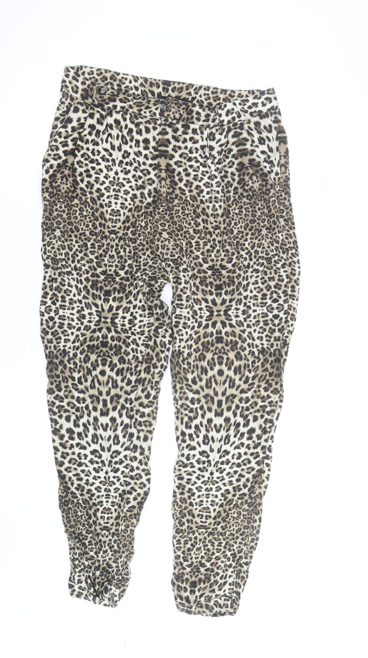 River Island Women's Brown Animal Print Tapered Trousers Size 16