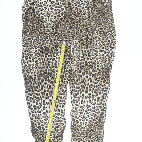 River Island Women's Brown Animal Print Tapered Trousers Size 16