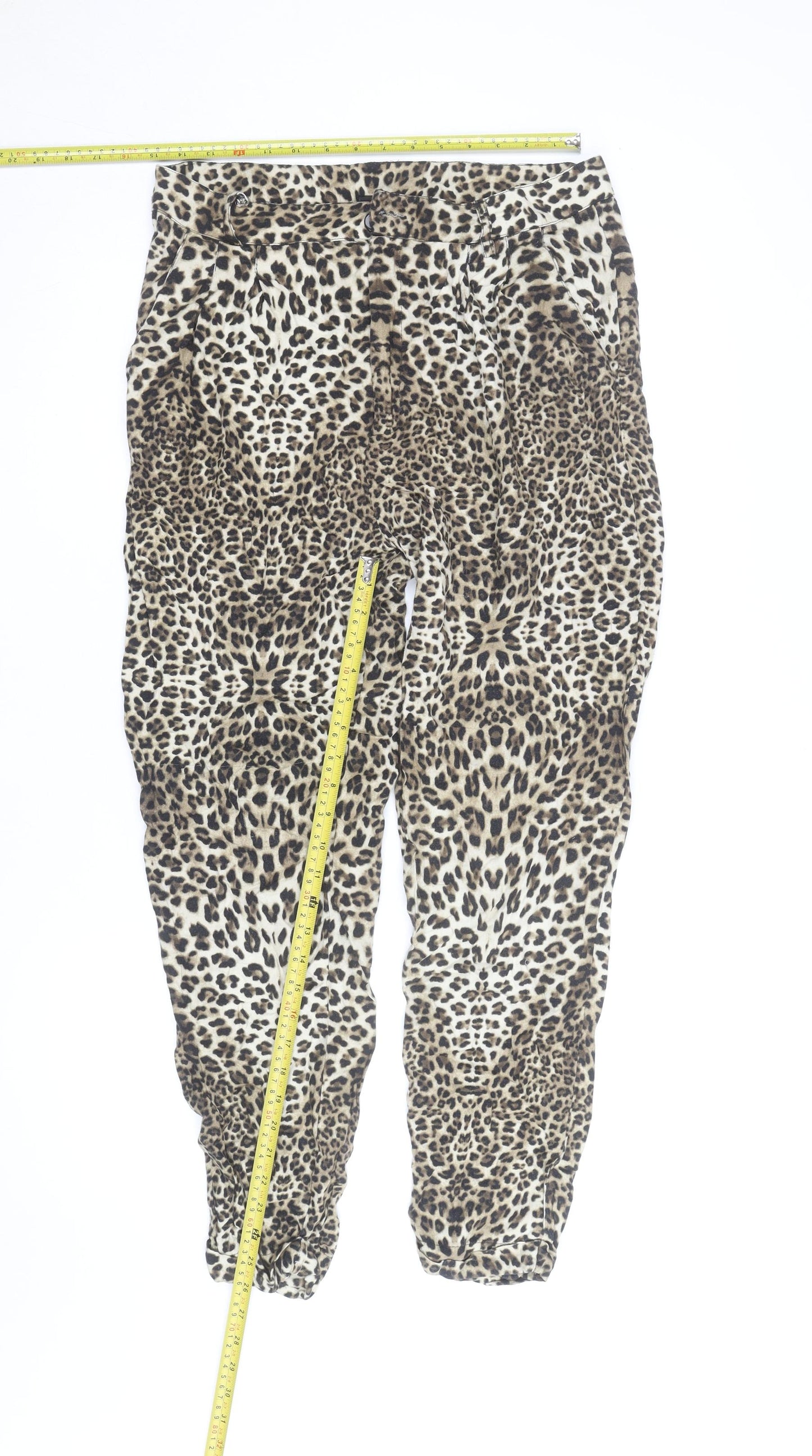 River Island Women's Brown Animal Print Tapered Trousers Size 16