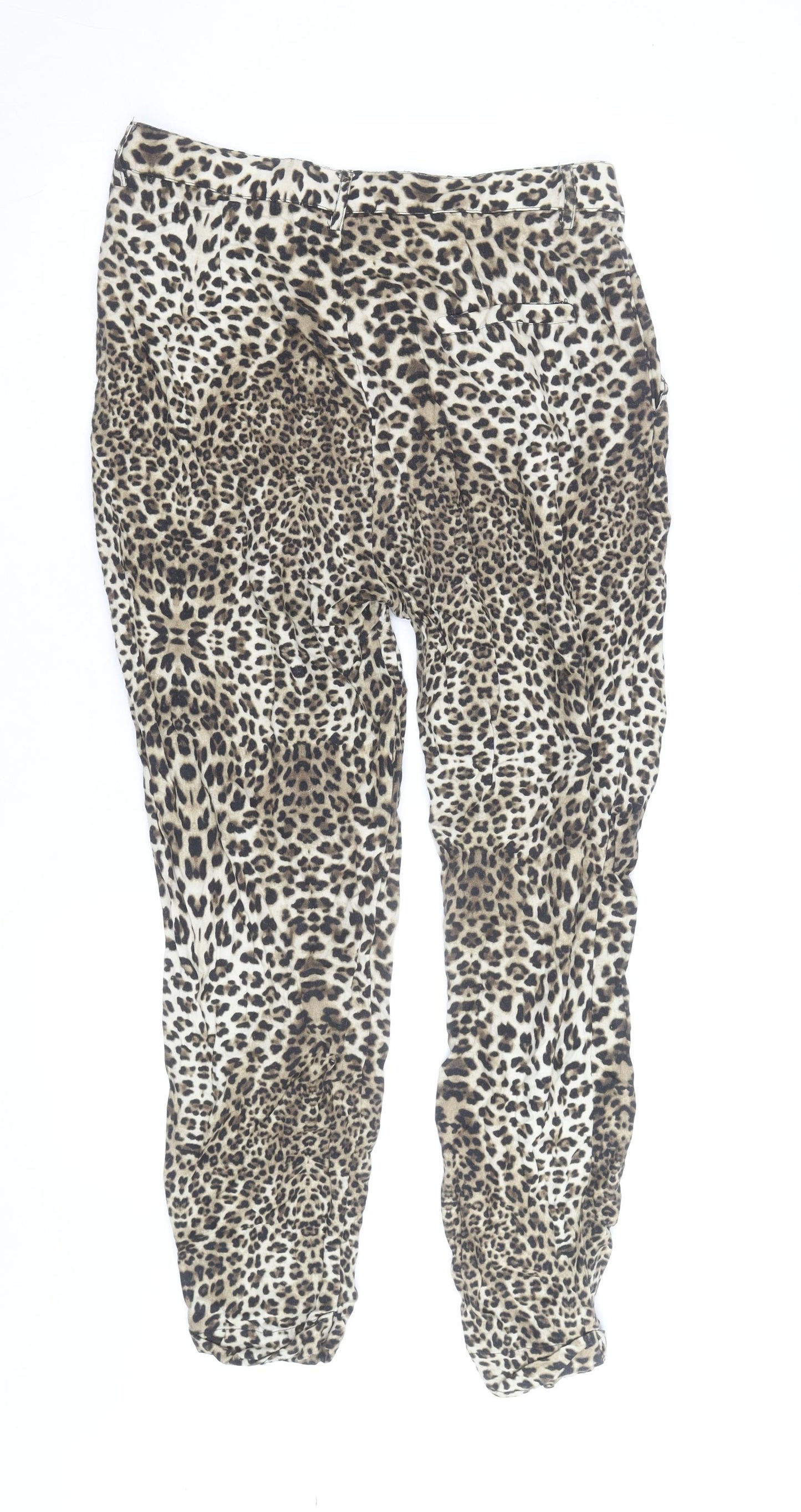 River Island Women's Brown Animal Print Tapered Trousers Size 16
