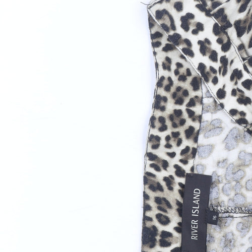 River Island Women's Brown Animal Print Tapered Trousers Size 16
