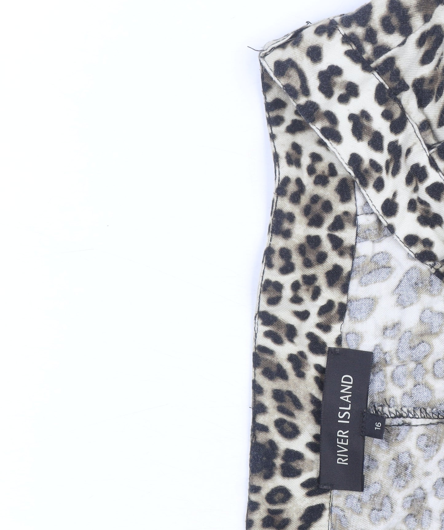River Island Women's Brown Animal Print Tapered Trousers Size 16