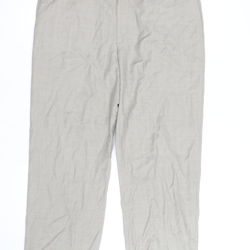 Calvin Klein Men's Beige Wool Blend Regular Fit Dress Pants 34W 32L