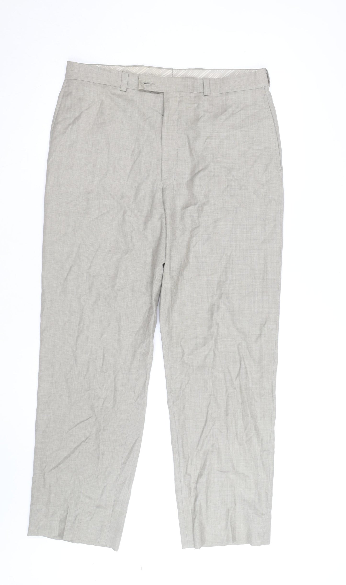 Calvin Klein Men's Beige Wool Blend Regular Fit Dress Pants 34W 32L