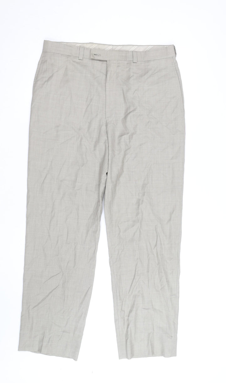 Calvin Klein Men's Beige Wool Blend Regular Fit Dress Pants 34W 32L