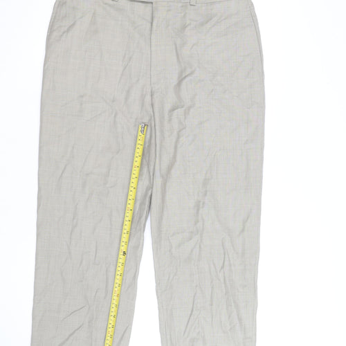 Calvin Klein Men's Beige Wool Blend Regular Fit Dress Pants 34W 32L