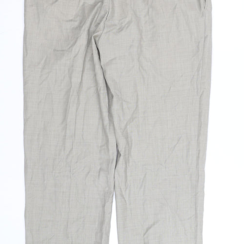 Calvin Klein Men's Beige Wool Blend Regular Fit Dress Pants 34W 32L