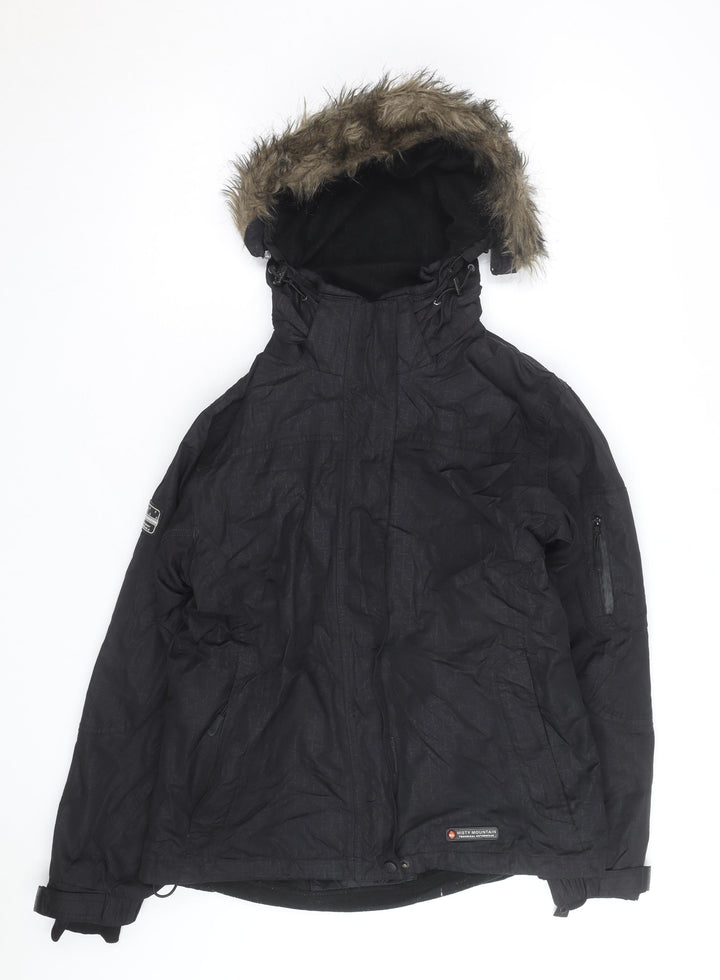 Misty Mountain Womens Black Hooded Parka Jacket Size M Waterproof Winter Coat