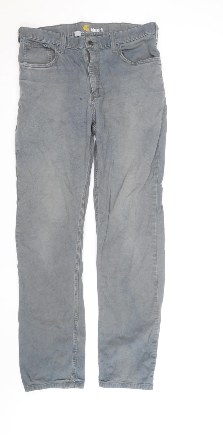 Carhartt Men's Grey Relaxed Fit Straight Leg Jeans Size 33x34