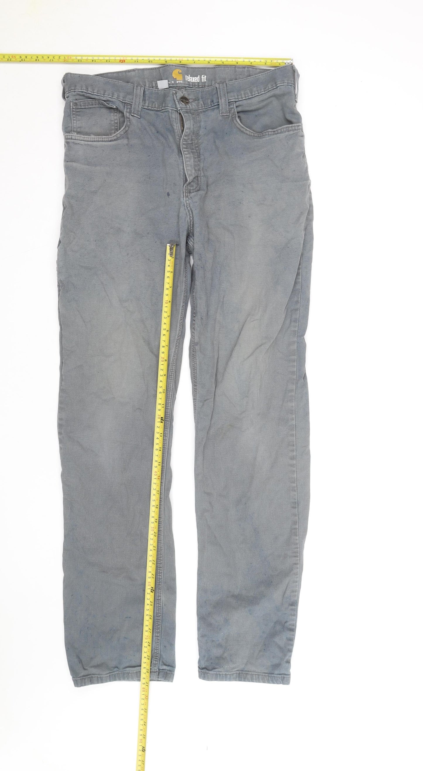 Carhartt Men's Grey Relaxed Fit Straight Leg Jeans Size 33x34