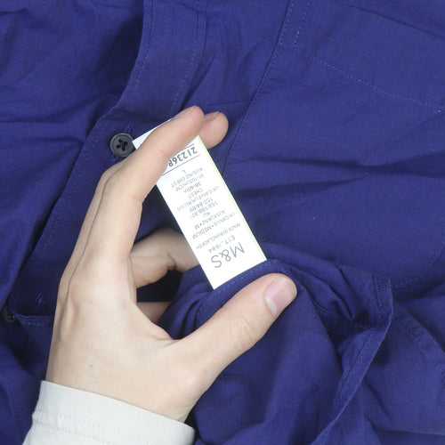 Marks and Spencer Men's Blue Cotton Button-Down Long Sleeve Shirt L