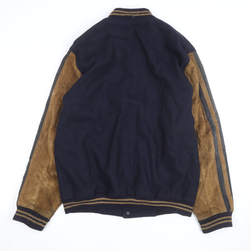 RETREAT Men's Blue Wool Leather Varsity Jacket Size S