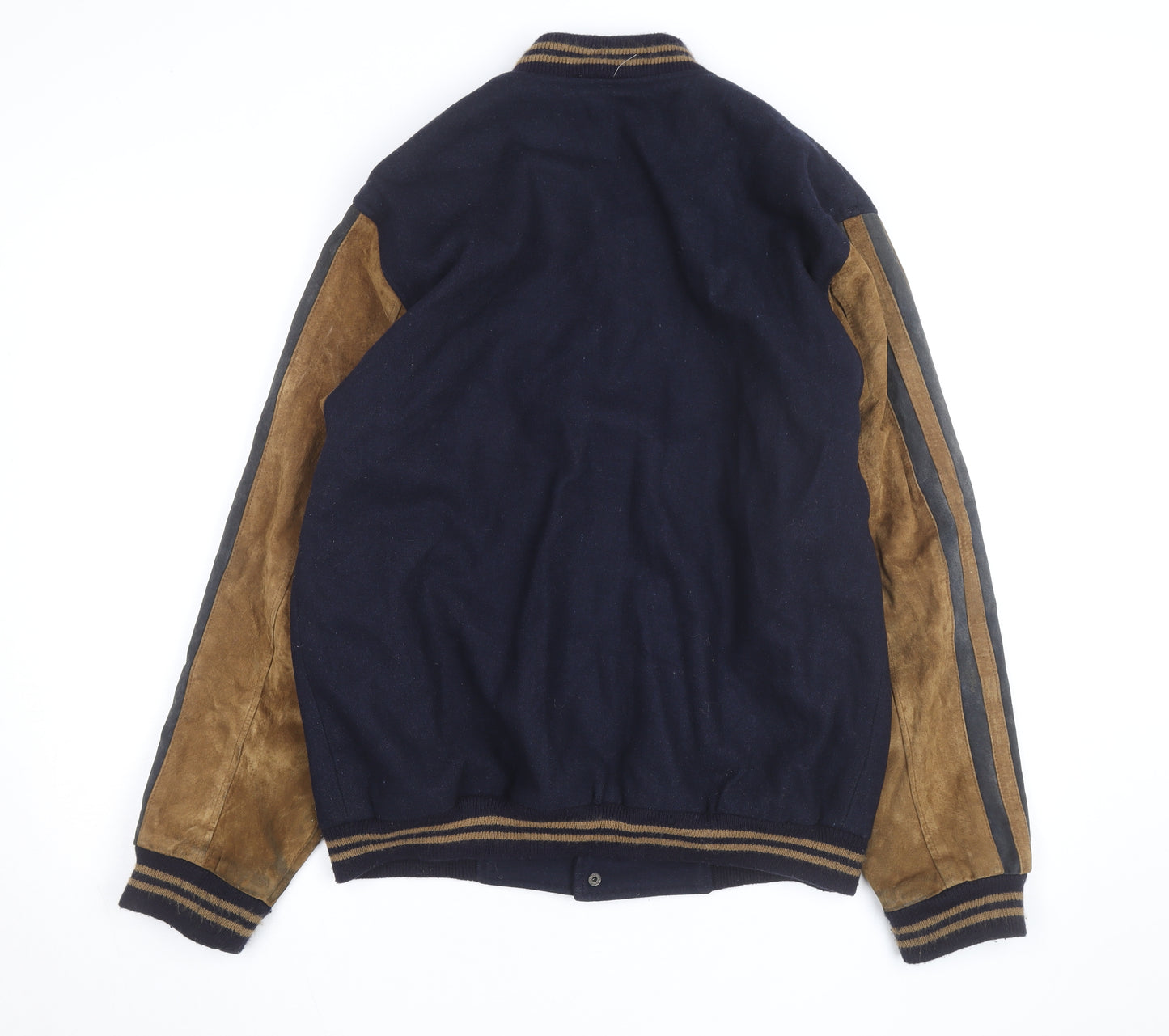 RETREAT Men's Blue Wool Leather Varsity Jacket Size S