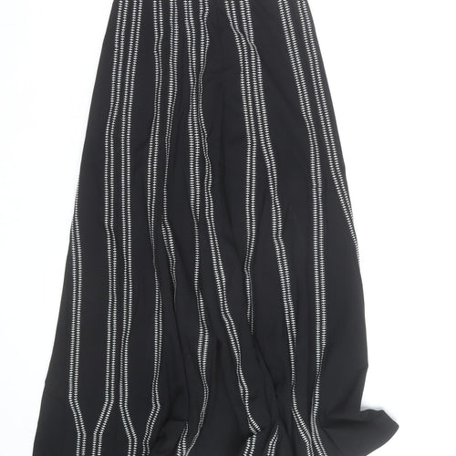 Jaeger Women’s Black A-Line Long Skirt Size 8 Striped Cotton Blend