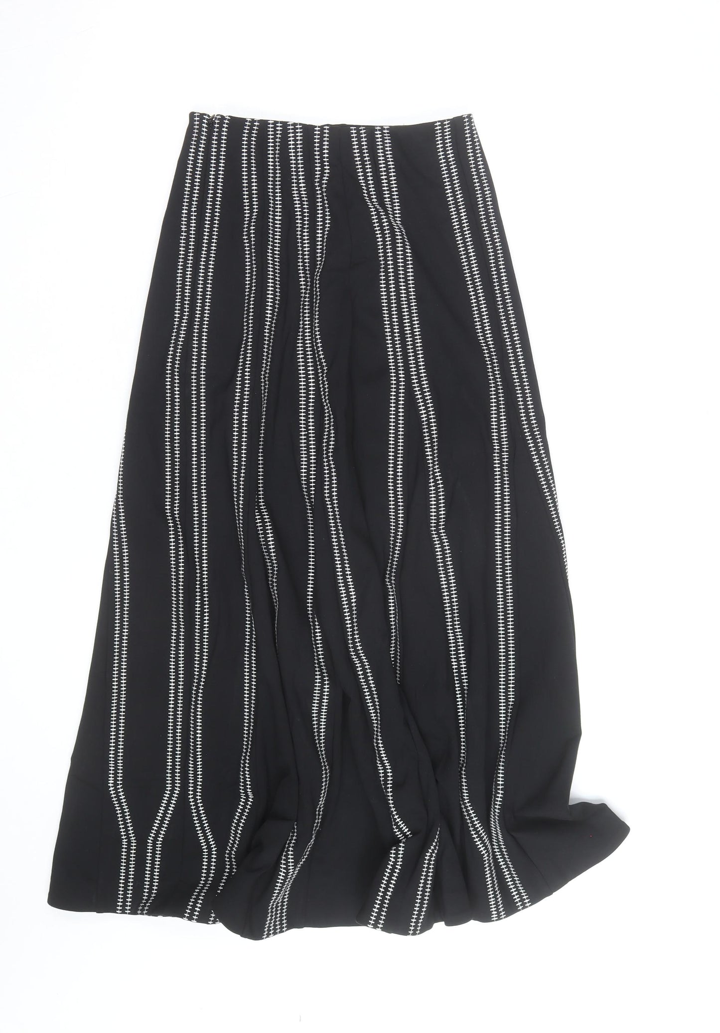 Jaeger Women’s Black A-Line Long Skirt Size 8 Striped Cotton Blend
