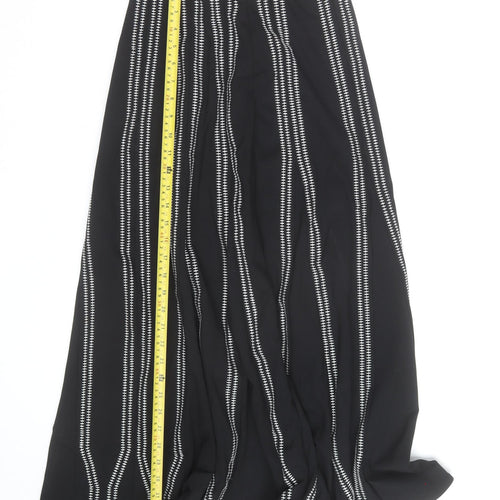Jaeger Women’s Black A-Line Long Skirt Size 8 Striped Cotton Blend