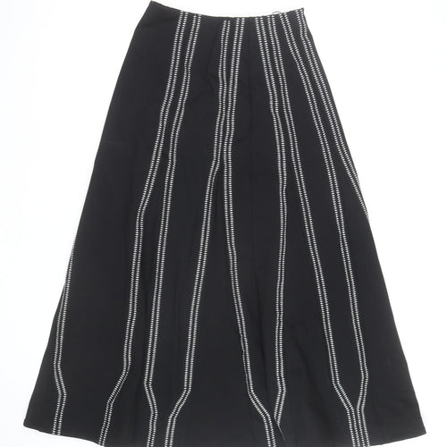 Jaeger Women’s Black A-Line Long Skirt Size 8 Striped Cotton Blend