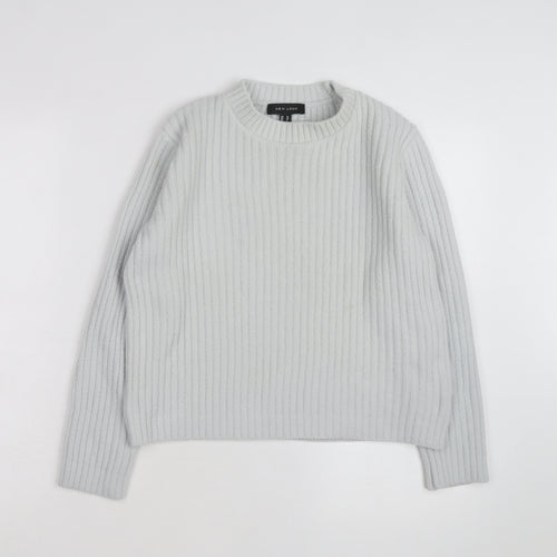 New Look Women's Grey Rib-Knit Pullover Jumper Size 10