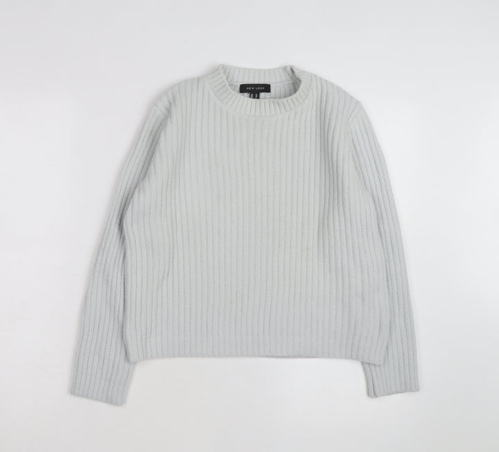 New Look Women's Grey Rib-Knit Pullover Jumper Size 10