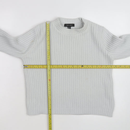 New Look Women's Grey Rib-Knit Pullover Jumper Size 10
