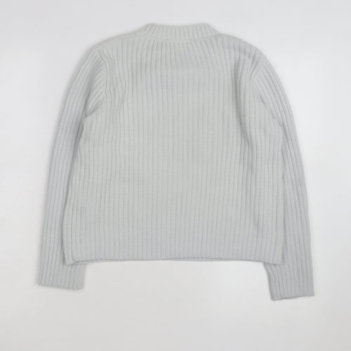 New Look Women's Grey Rib-Knit Pullover Jumper Size 10