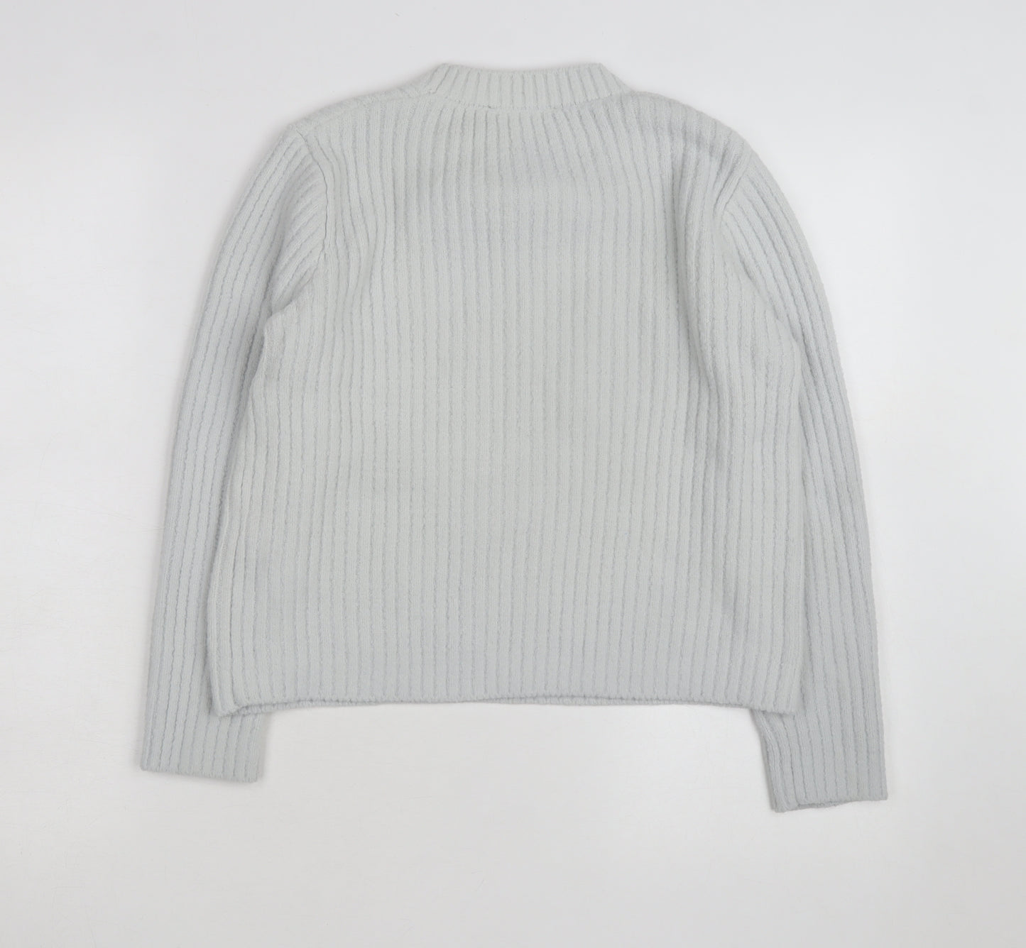 New Look Women's Grey Rib-Knit Pullover Jumper Size 10