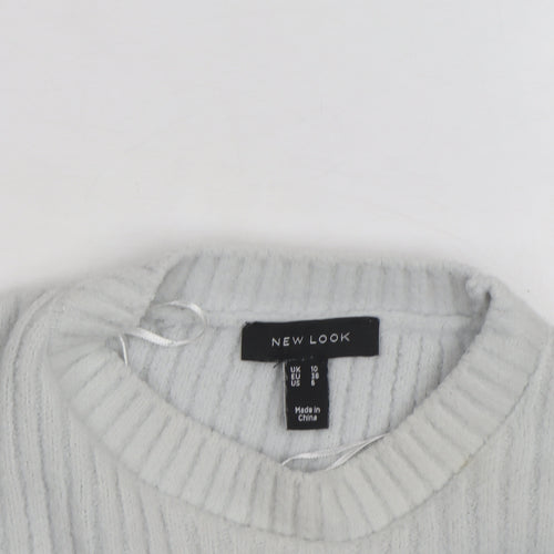 New Look Women's Grey Rib-Knit Pullover Jumper Size 10