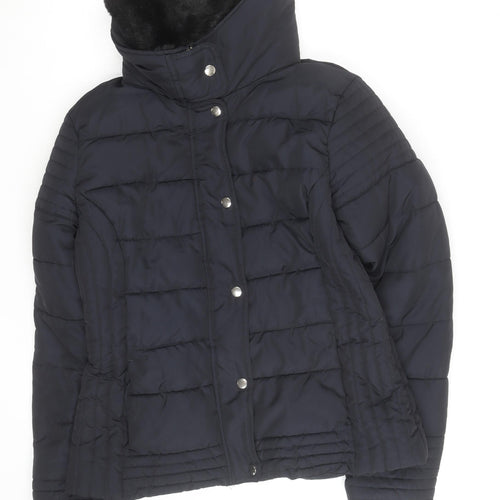 New Look Women's Black Quilted Puffer Jacket Size 12 Winter Warm Lined