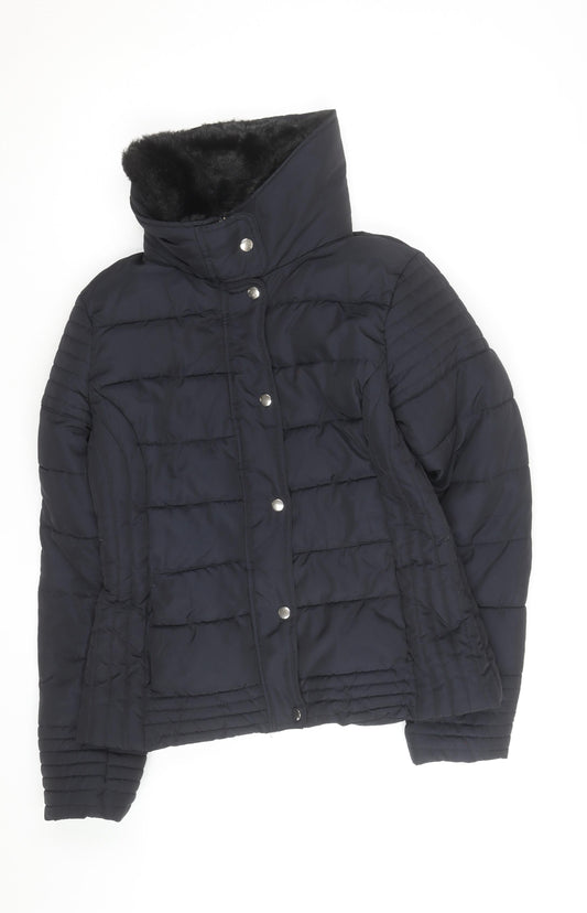 New Look Women's Black Quilted Puffer Jacket Size 12 Winter Warm Lined