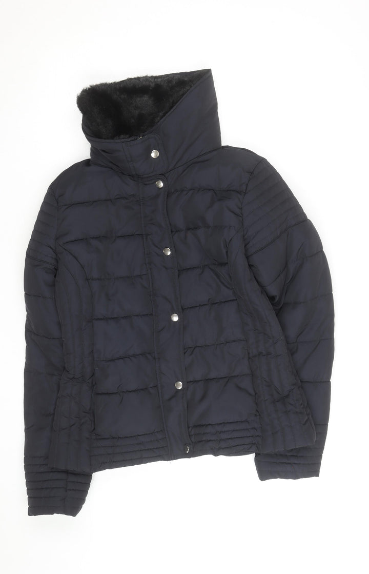 New Look Women's Black Quilted Puffer Jacket Size 12 Winter Warm Lined