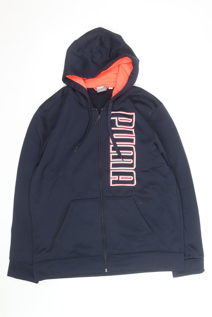 Puma Mens Blue Full Zip Hoodie Size L Sports Fleece Sweatshirt