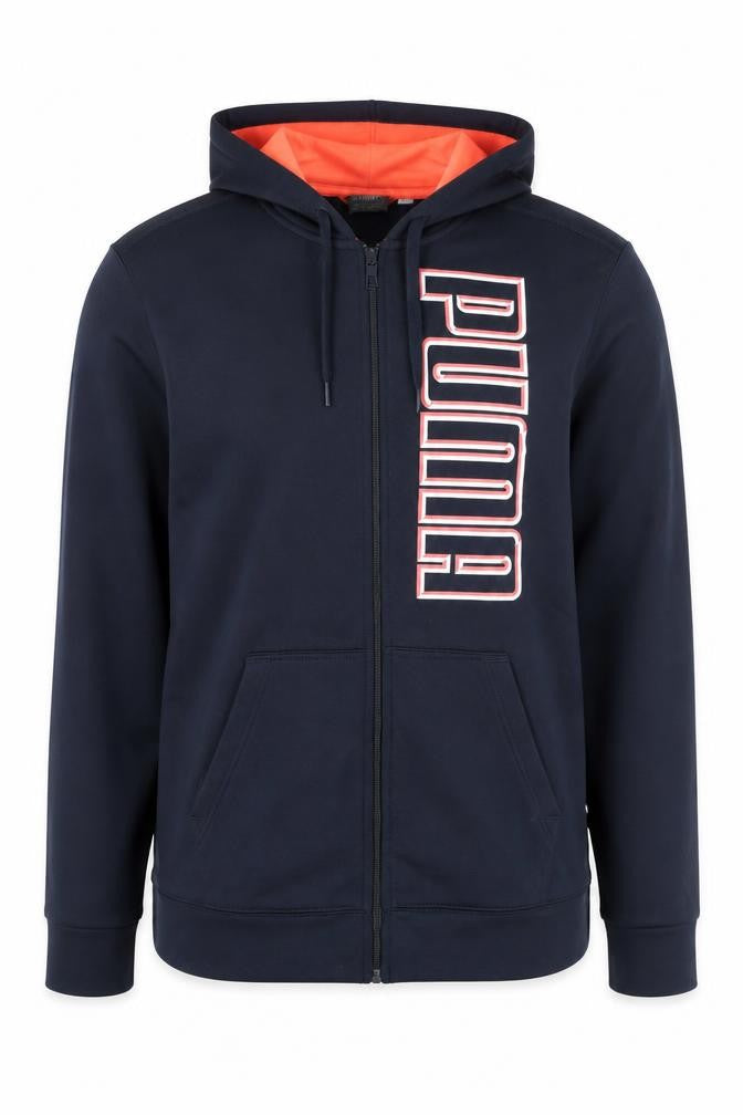 Puma Mens Blue Full Zip Hoodie Size L Sports Fleece Sweatshirt