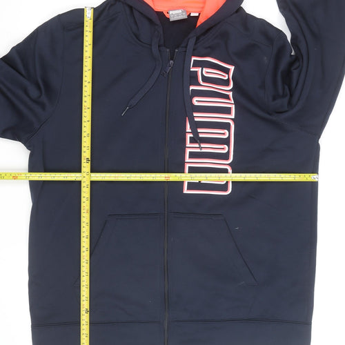 Puma Mens Blue Full Zip Hoodie Size L Sports Fleece Sweatshirt