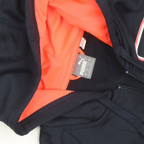 Puma Mens Blue Full Zip Hoodie Size L Sports Fleece Sweatshirt