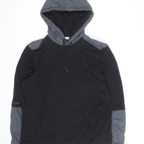 Champion Men’s Black Pullover Hoodie L Fleece Hooded Sweatshirt
