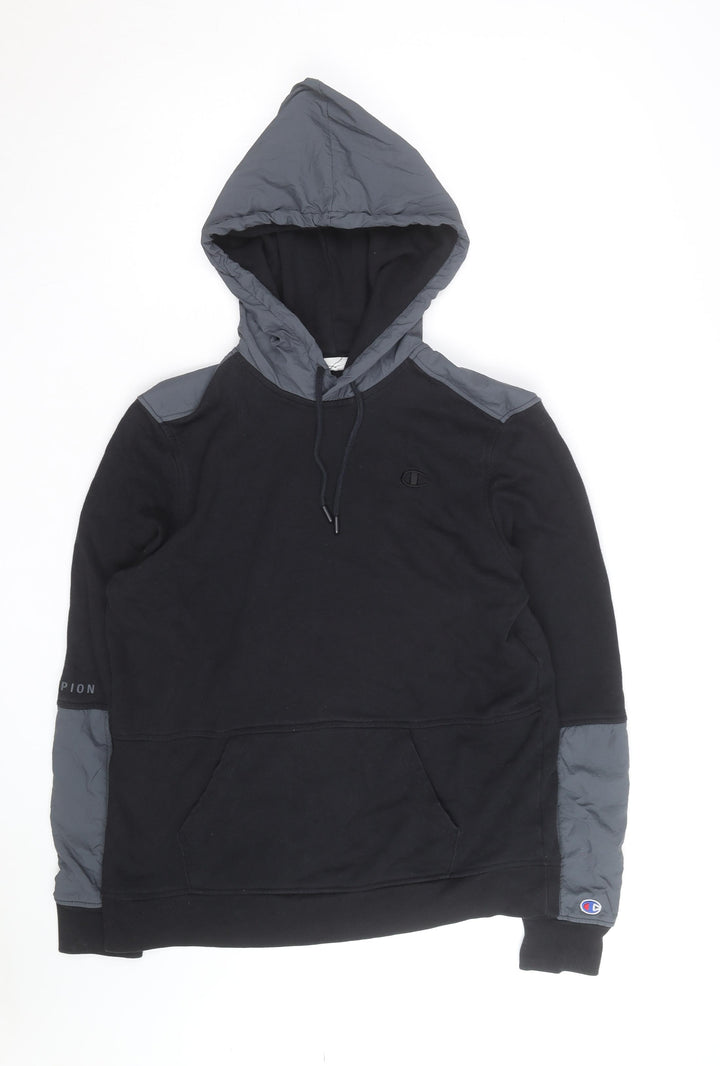 Champion Men’s Black Pullover Hoodie L Fleece Hooded Sweatshirt