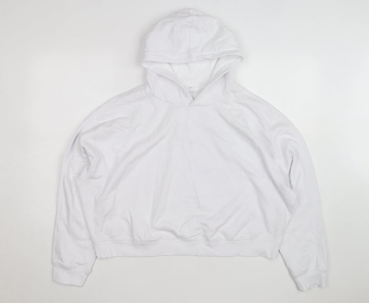 Marks and Spencer Men's White Pullover Hoodie L Lightweight Cotton Blend