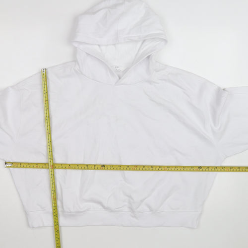 Marks and Spencer Men's White Pullover Hoodie L Lightweight Cotton Blend