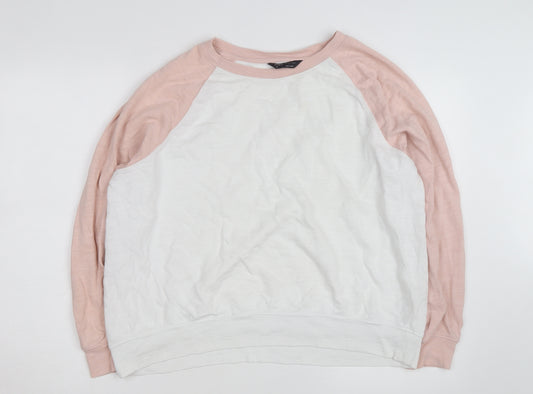 Marks and Spencer Women’s Pink & White Raglan Cotton Jumper Size 16