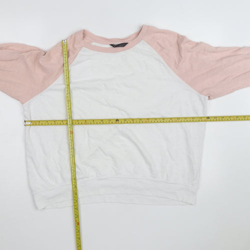 Marks and Spencer Women’s Pink & White Raglan Cotton Jumper Size 16