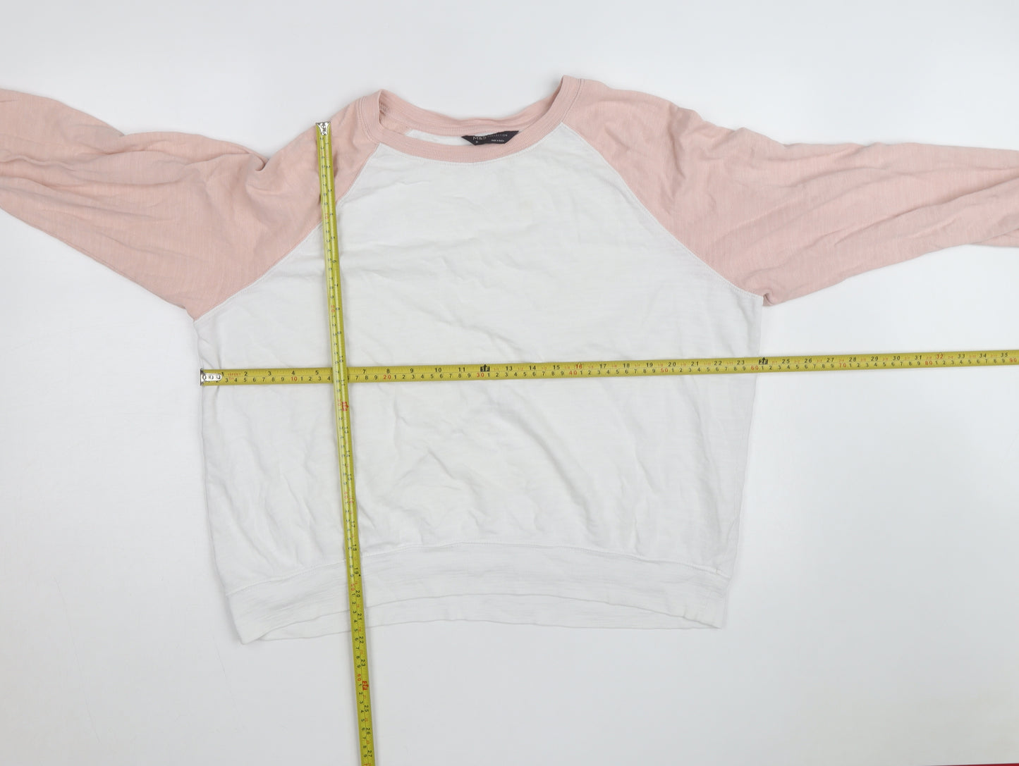 Marks and Spencer Women’s Pink & White Raglan Cotton Jumper Size 16