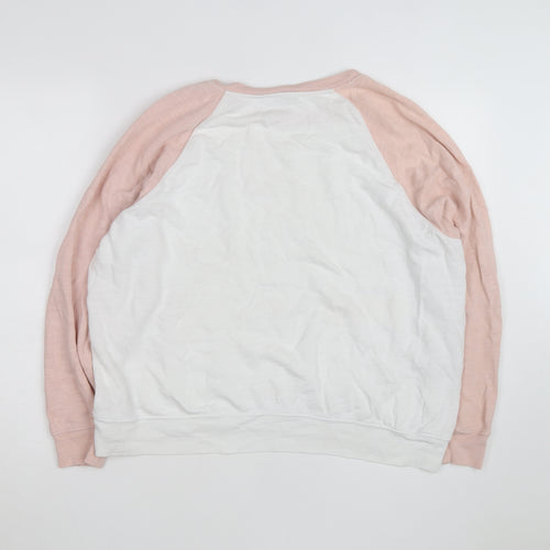 Marks and Spencer Women’s Pink & White Raglan Cotton Jumper Size 16