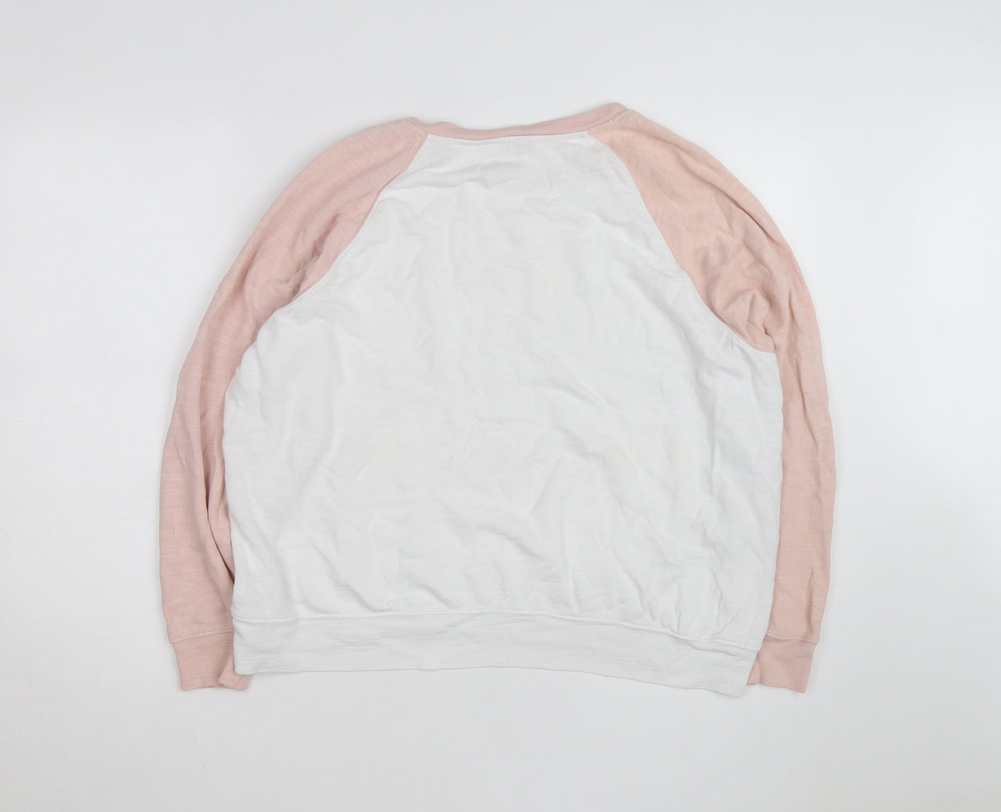 Marks and Spencer Women’s Pink & White Raglan Cotton Jumper Size 16