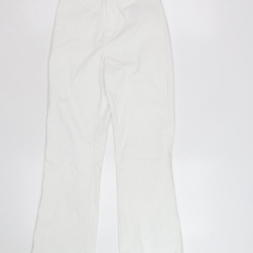 H&M Divided Women White XS Flared Trousers Cotton Blend