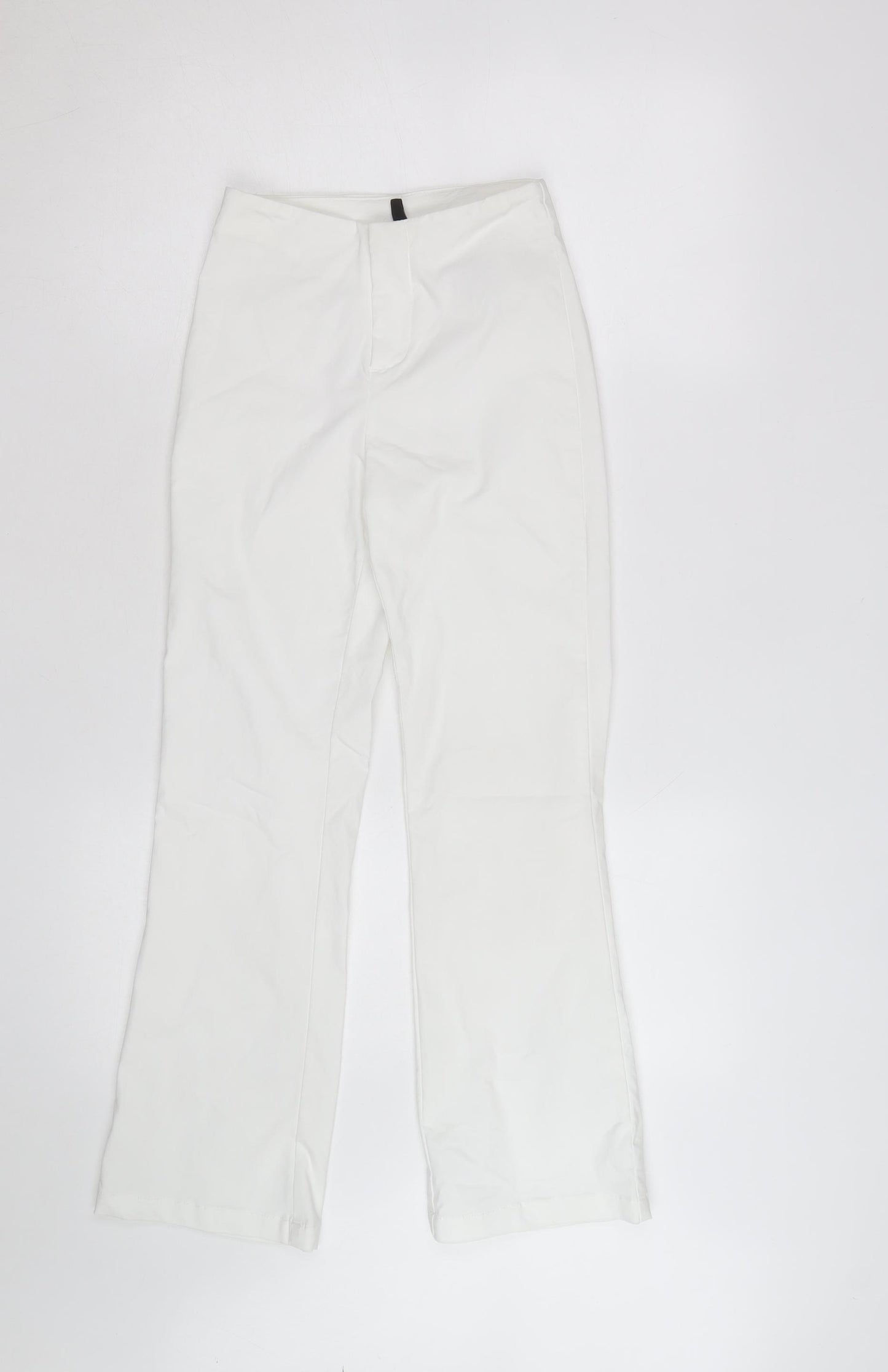 H&M Divided Women White XS Flared Trousers Cotton Blend